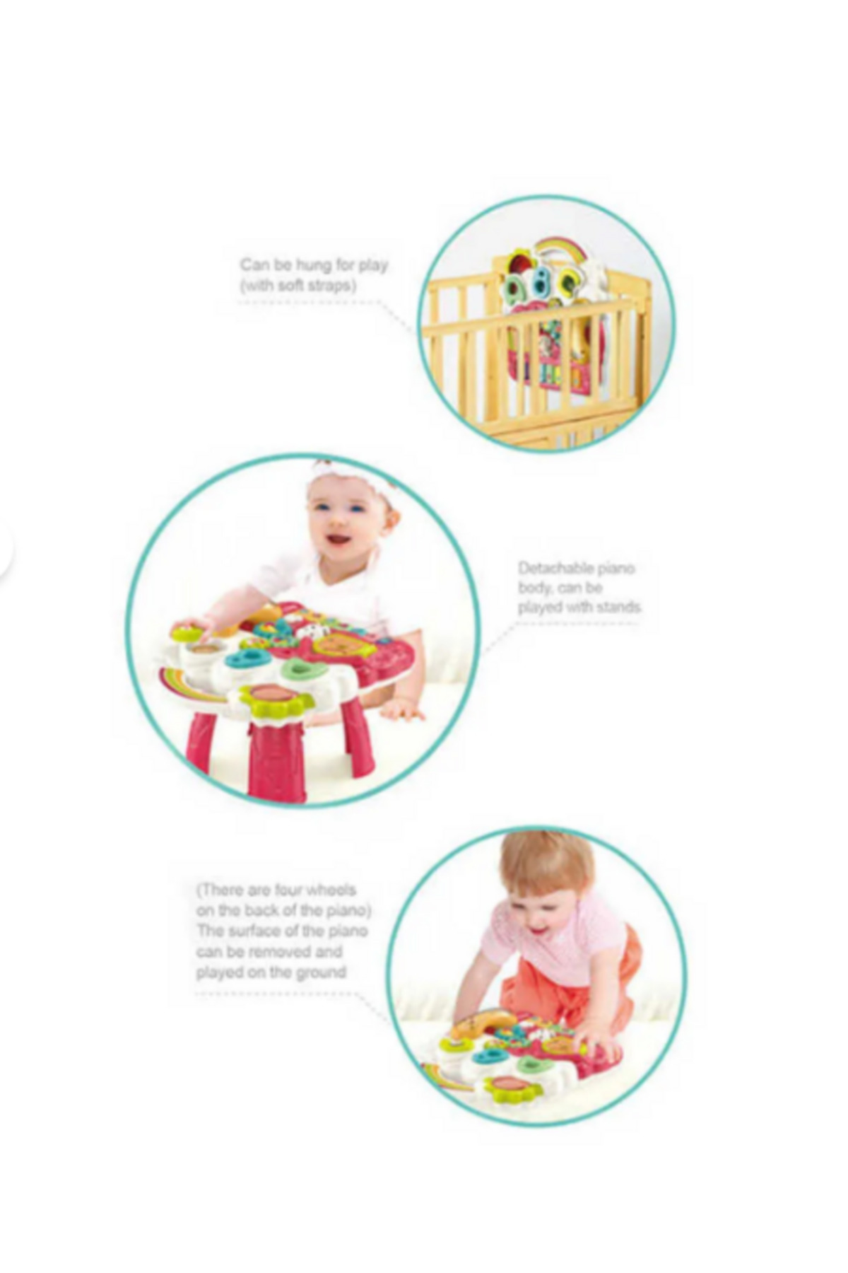 babydoor Toys Piyanolu 4in1 Bebek Yürüteci Eğitici Aktivite Oyun Masası Yürüteç fotoğrafı 6 (önizleme)