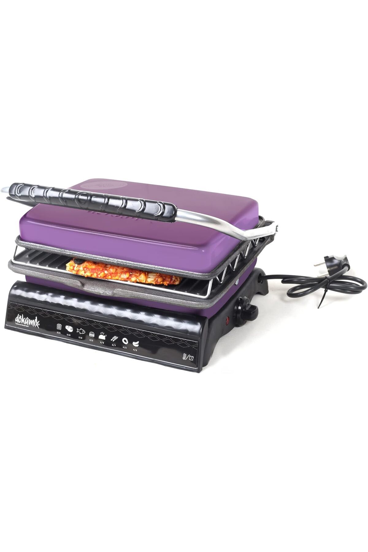 yenibagshop Dökümix Ultra Plus Organik Demir Döküm Izgara& Tost Makinası LİLA Izgara Aparatlı,Fırçalı,Yağdanlık