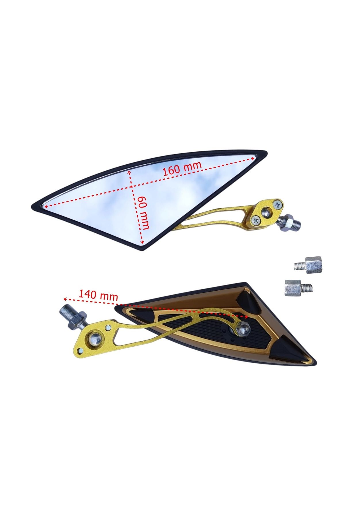 karagöz motor MOTORSİKLET AYNA ÜÇGEN MODİFİYE GOLD 8-10 mm