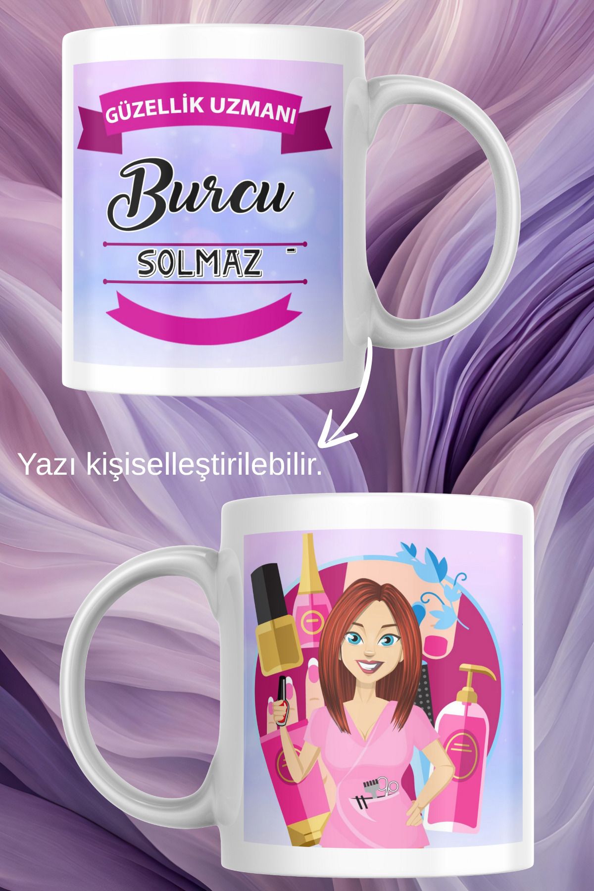 zerhome Kadın Güzellik Uzmanı Temalı Beyaz Porselen Kupa Bardak