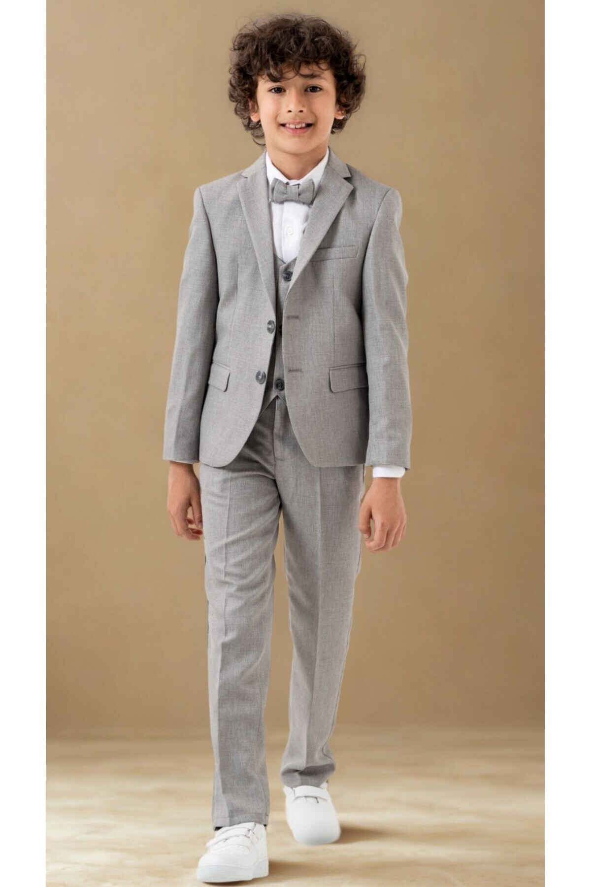 Atlas Kids Boys' Tuxedo Suit – 5-Piece Set with Jacket, Trousers, Vest, Bow Tie, and Shirt