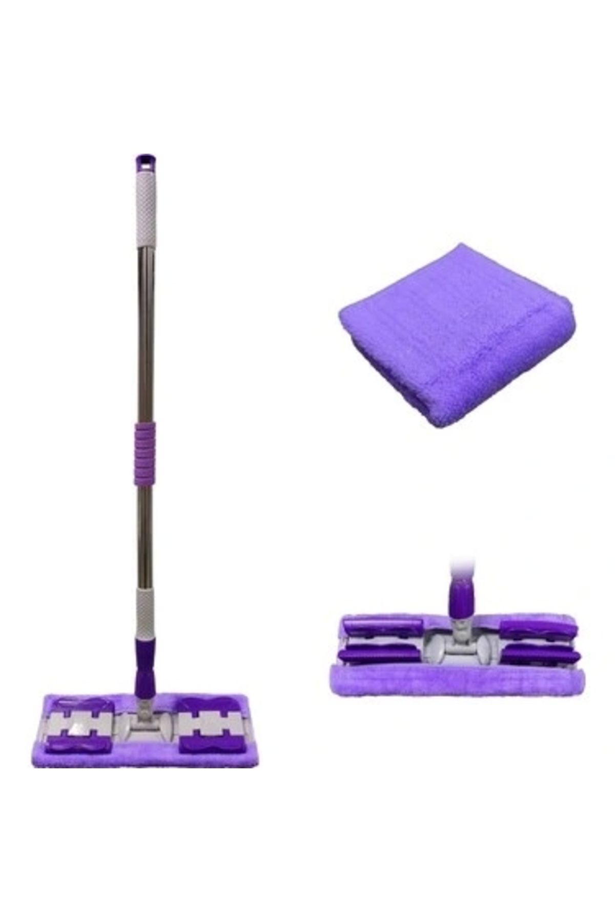 shopwave Sihirli Spin Mop Teleskopik Çok Amaçlı Mop +1 Bez Hediyeli - Mor (5047)
