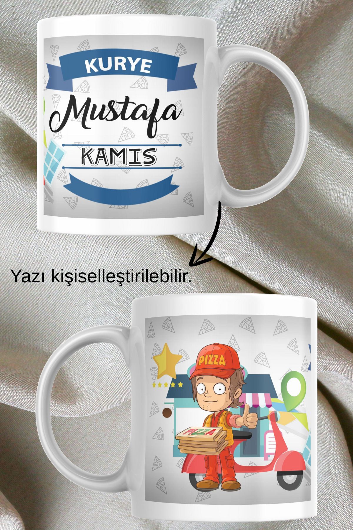zerhome Erkek Kurye Temalı Beyaz Porselen Kupa Bardak