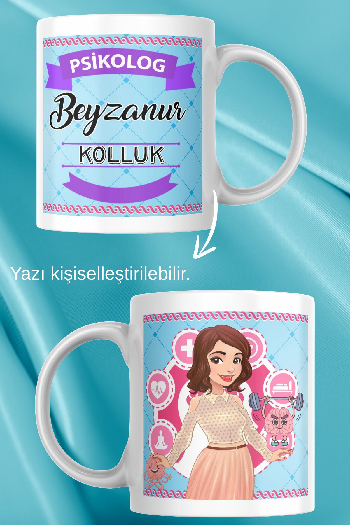 zerhome Kadın Psikolog Temalı Beyaz Porselen Kupa Bardak