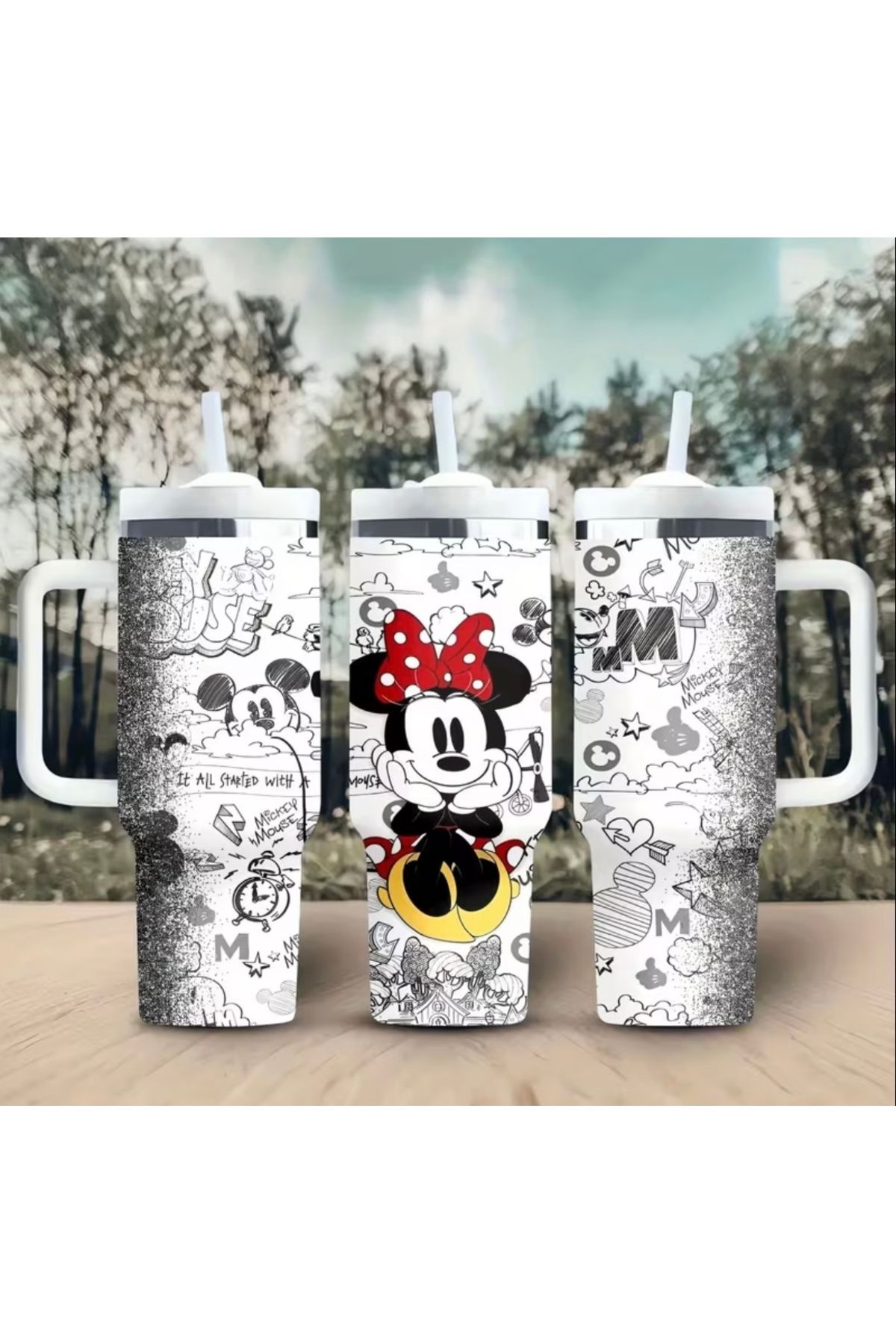 OzzConcept Mickey Mouse Tumbler | 40 Oz (1,18 LT) Pipetli Termos