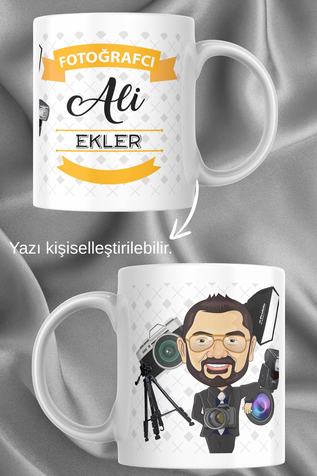 zerhome Erkek Fotoğrafçı Temalı Beyaz Porselen Kupa Bardak