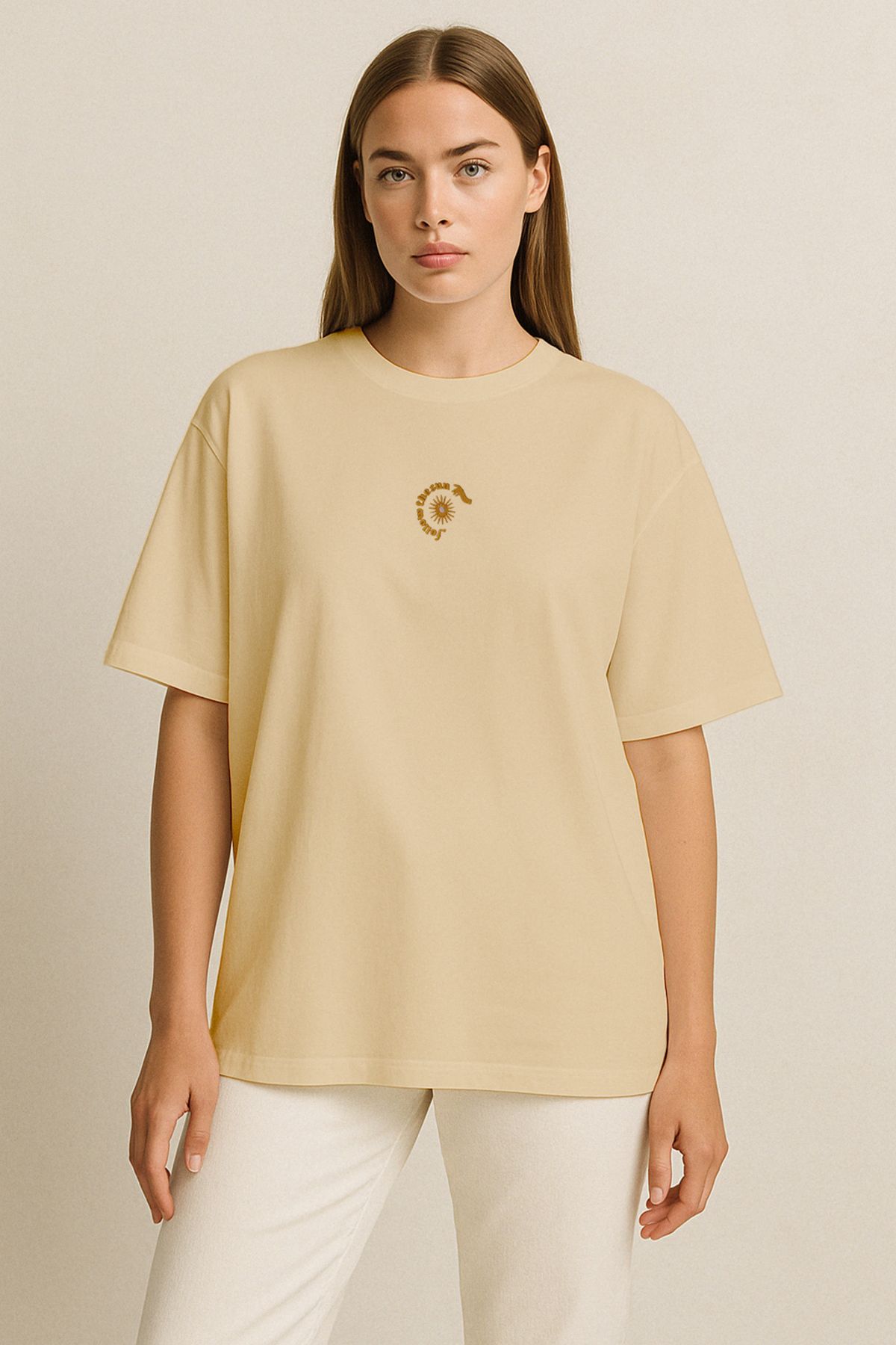 Vita Atelier 'Follow The Sun 2.0 ' Nakışlı, Kadın Oversize Tshirt