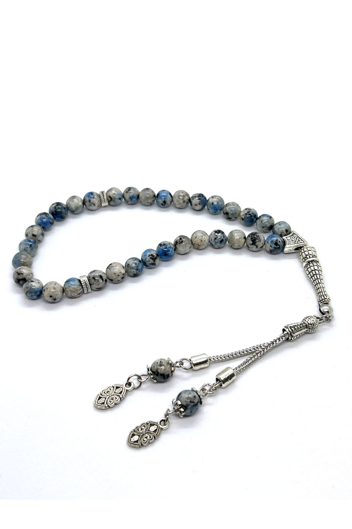 Doğaltaş Hediyelik Mavi Beyaz Jade Taşı Tesbih - 8 mm