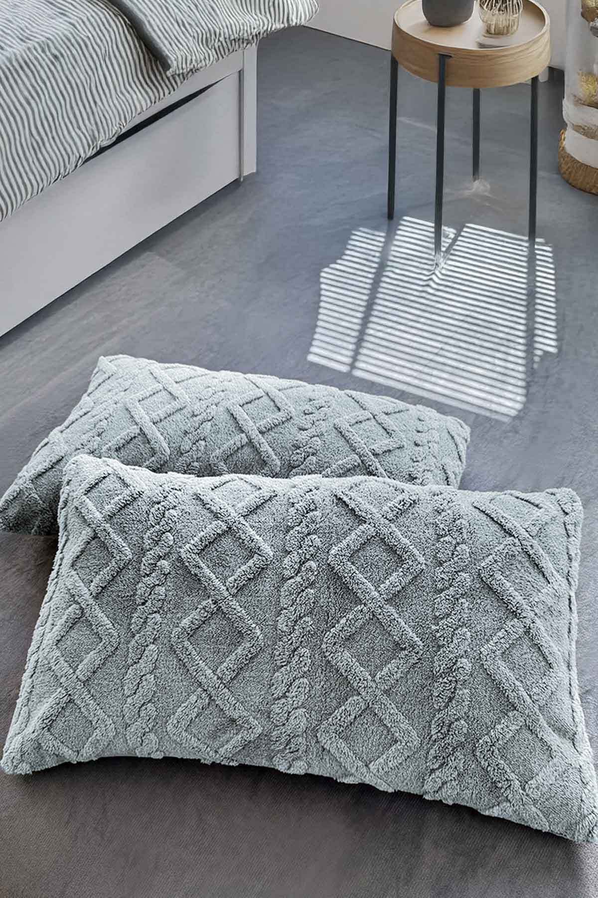 Decomia Home Chain Wellsoft Kendinden Desenli Yumuşak Çift Kişilik 3lü Yatak Örtüsü Seti (220x240+50x70 2 Adet)