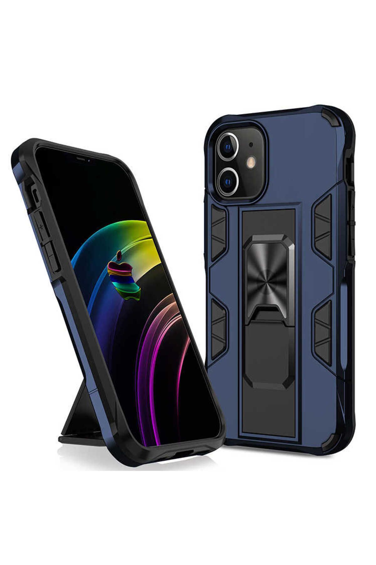 halkhouse Apple iPhone 12 Pro Max Kılıf Zırhlı Tank Korumalı Standlı Sert Silikon Volve Kapak