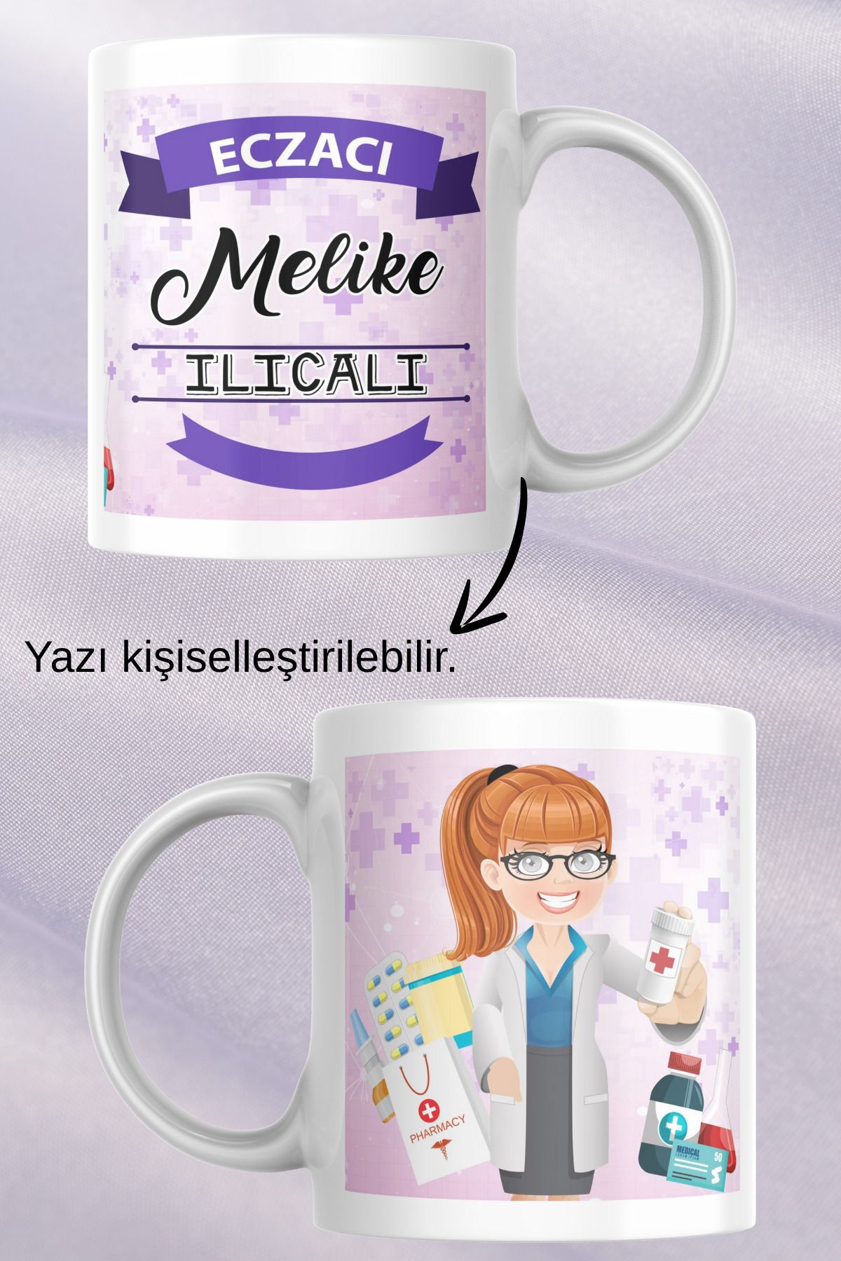 zerhome Kadın Eczacı Temalı Beyaz Porselen Kupa Bardak