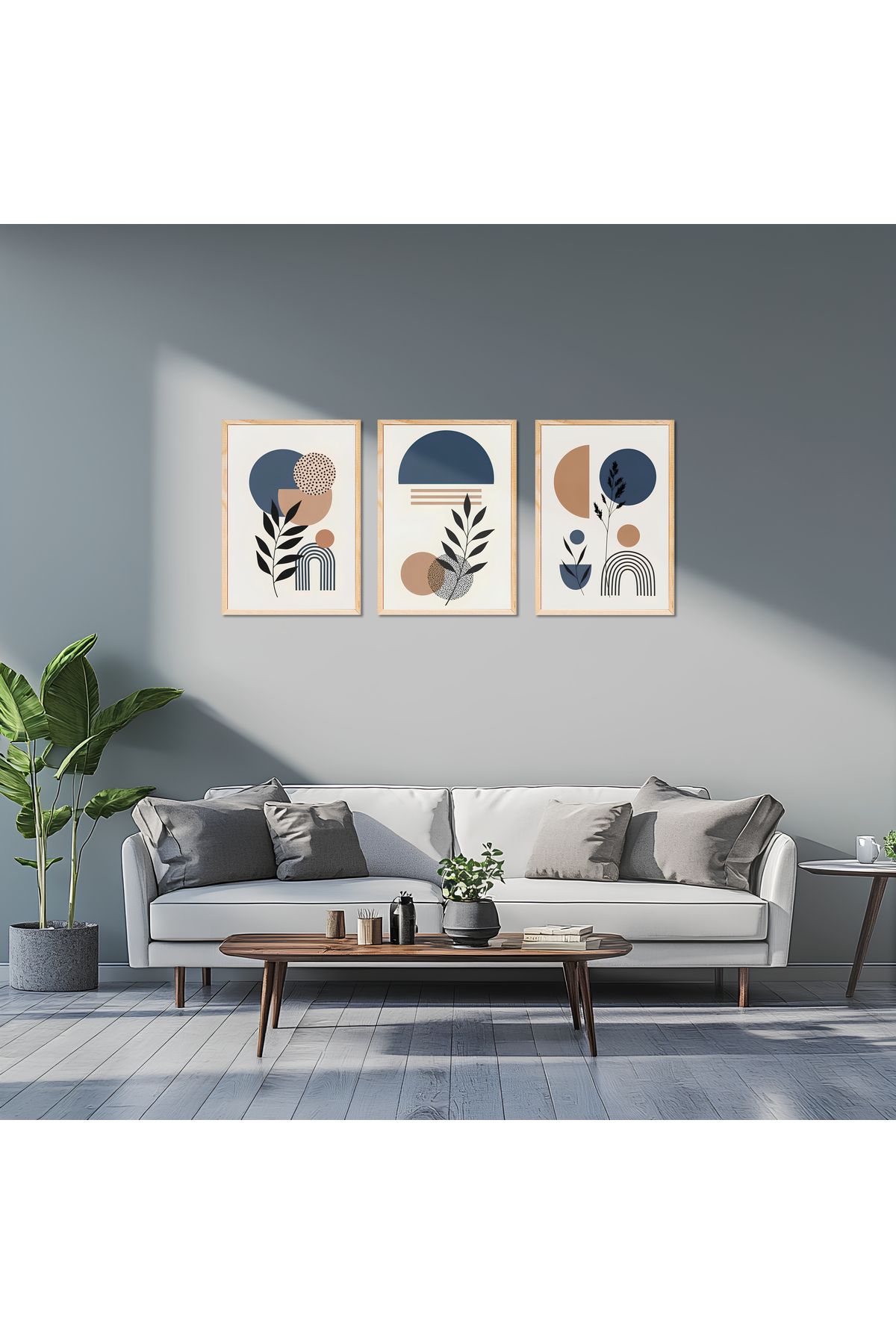 sames decoration Mavi tonlarında bohem tablo - Üçlü tablo