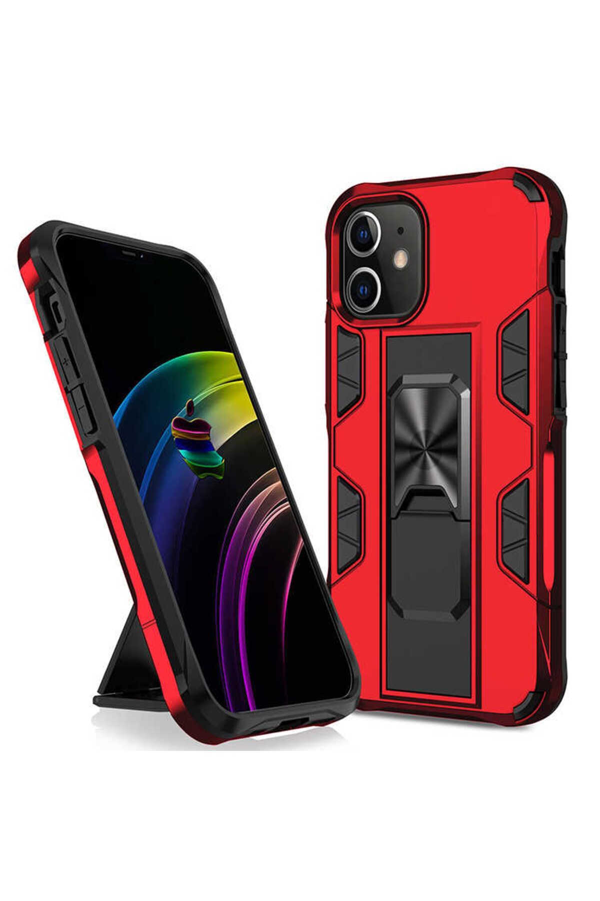 halkhouse Apple iPhone 12 Pro Max Kılıf Zırhlı Tank Korumalı Standlı Sert Silikon Volve Kapak