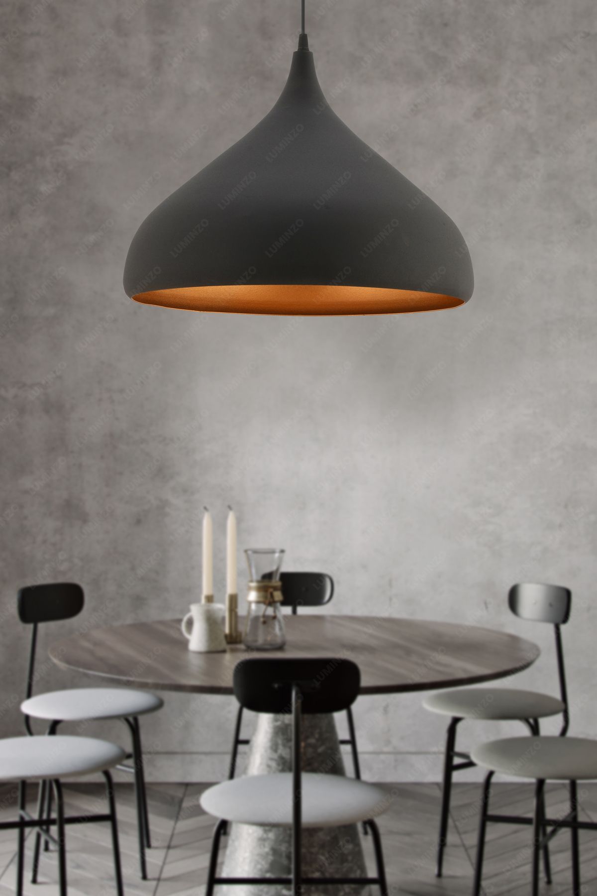 LUMINZO Dora 35 cm Siyah Modern Avize Sarkıt Salon Mutfak Kuaför Cafe Lamba Dekoratif Aydınlatma