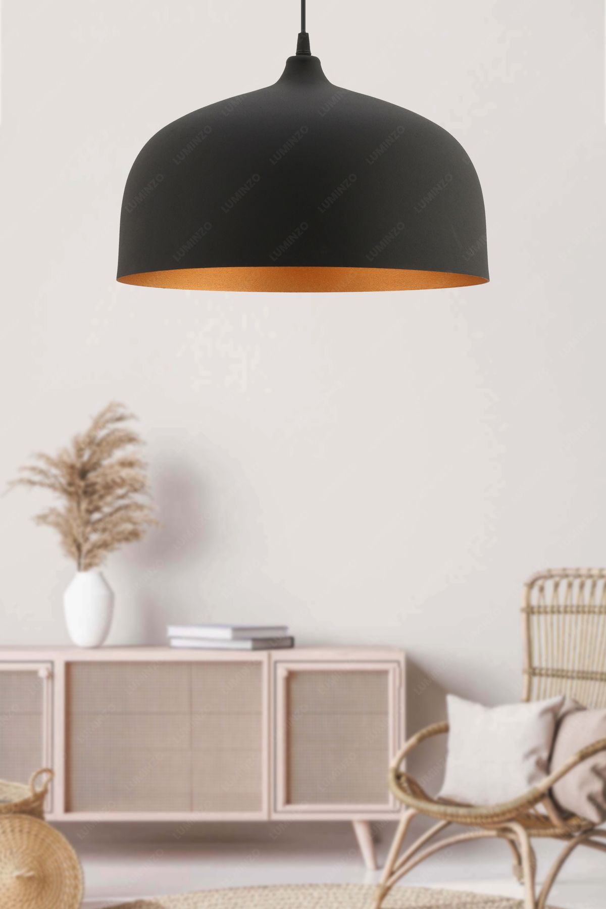 LUMINZO Solana 35 cm Siyah Modern Avize Sarkıt Salon Mutfak Kuaför Cafe Lamba Dekoratif Aydınlatma