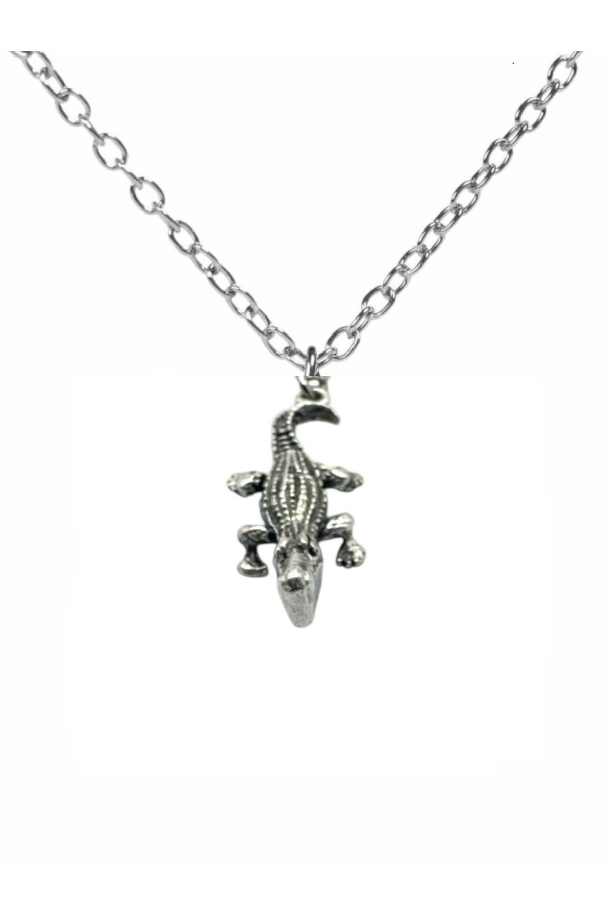 Herşey Nota Swamp Guardian – Timsah Figürlü Unisex Kolye (60 cm Zincirli)
