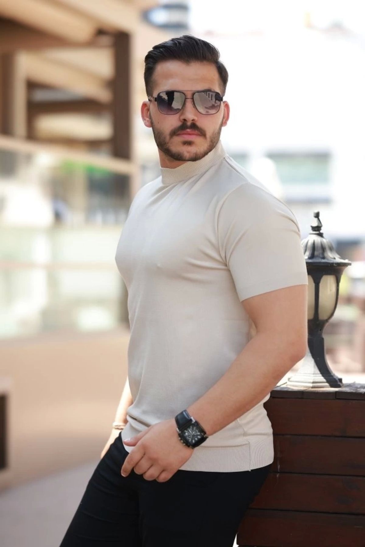 Butik Erkek Yarım Balıkçı Yaka Kısa Kollu Tişört