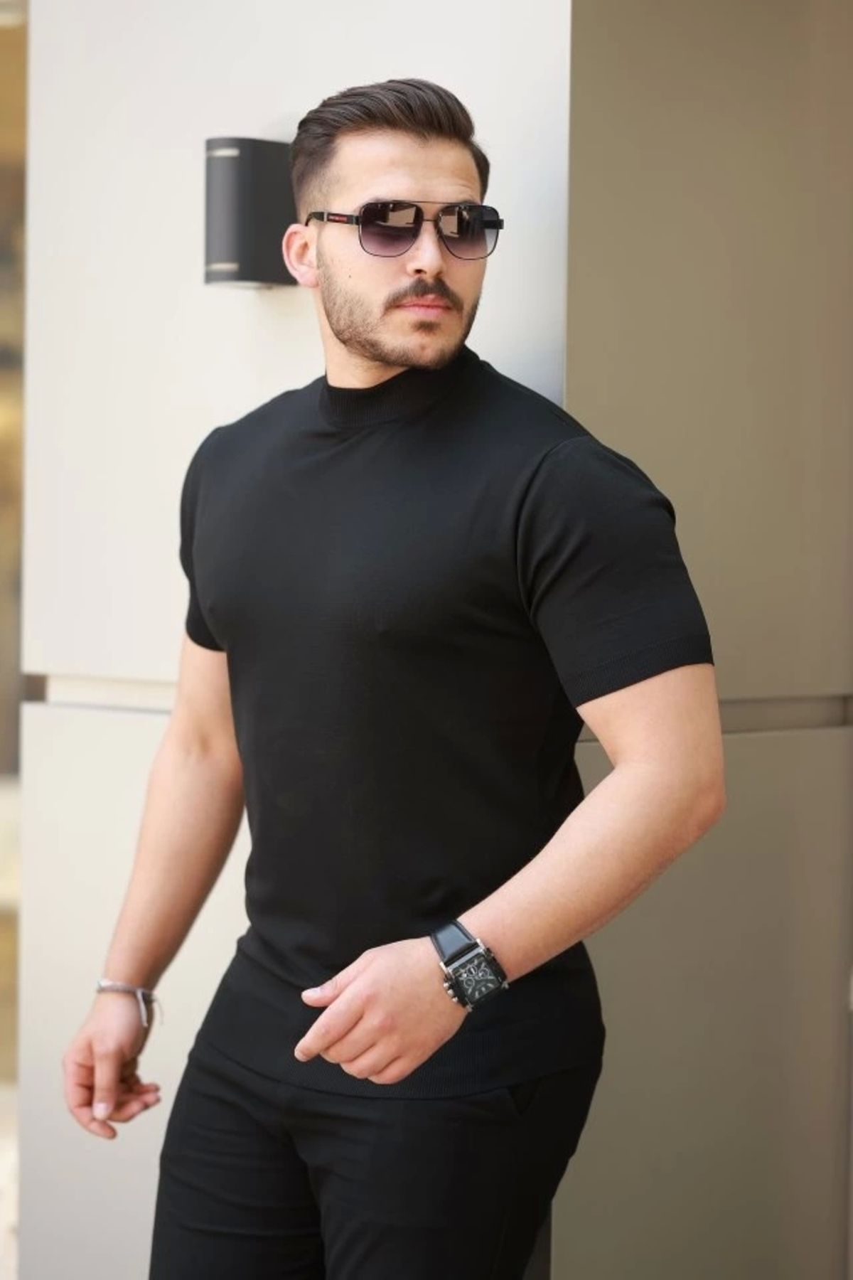 Butik Erkek Yarım Balıkçı Yaka Kısa Kollu Tişört