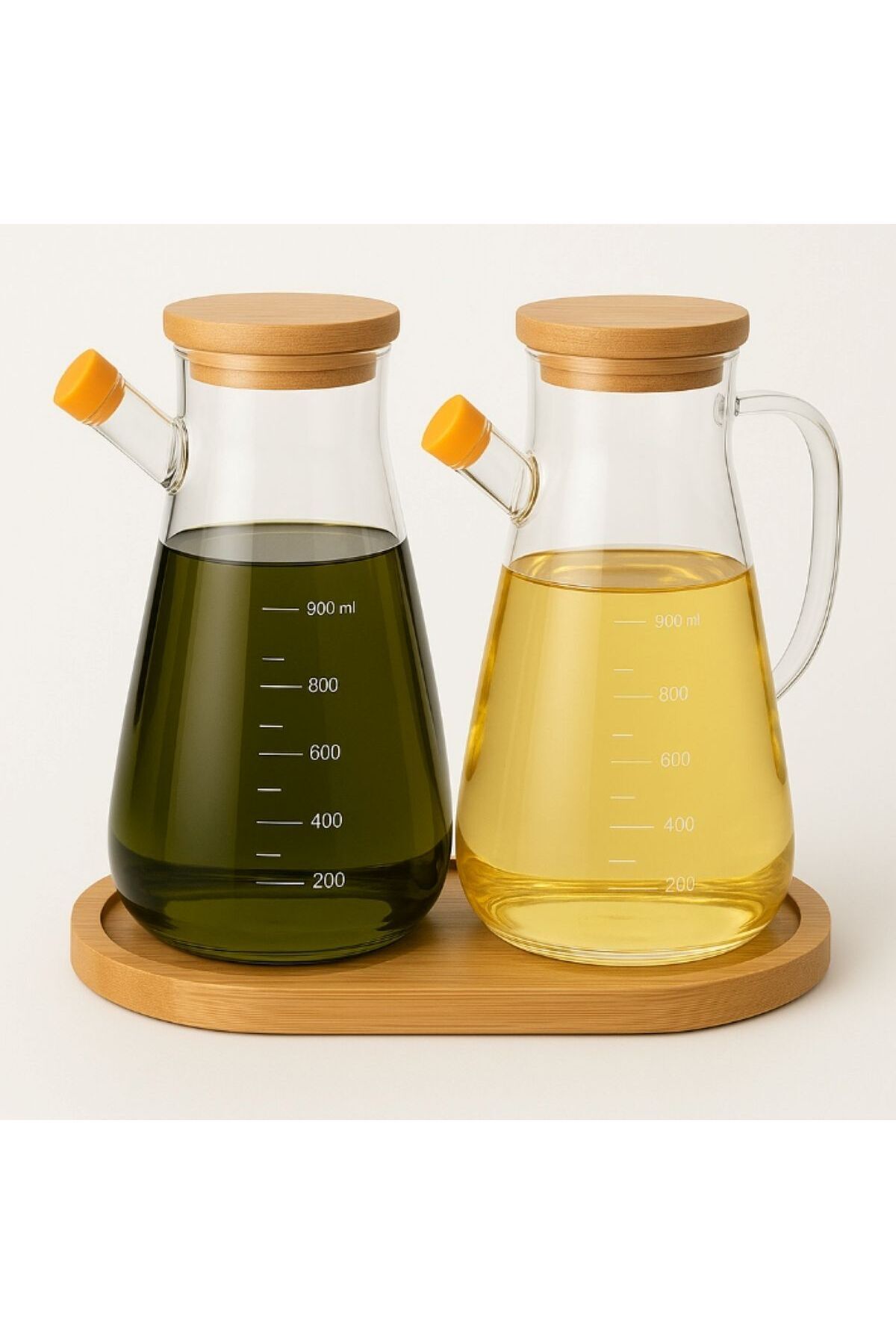 teknotrust Bambu Kapaklı 900 ml Yağlık, Sirkelik ve Altlık, 3'lü Set