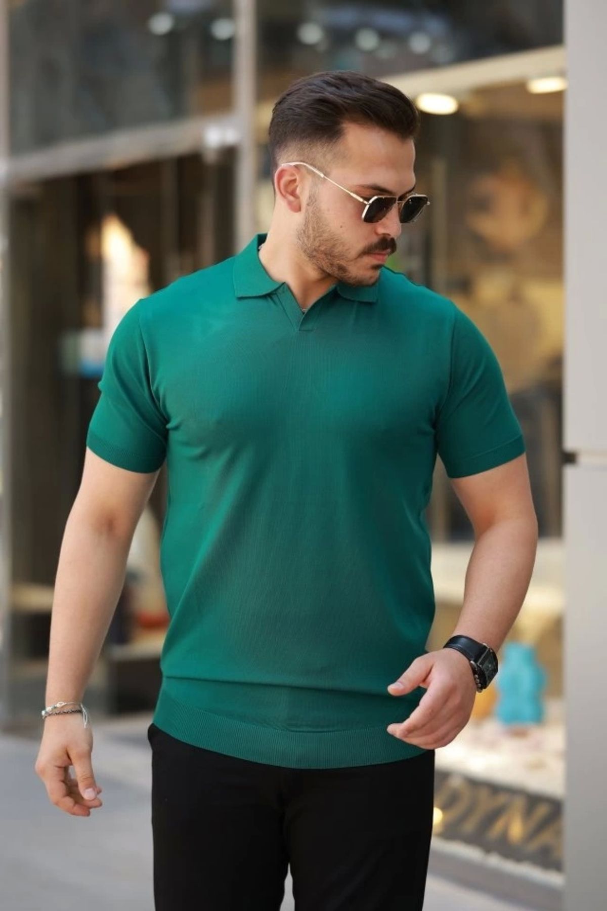 Butik Erkek Hemşire Yaka Kısa Kollu Tişört