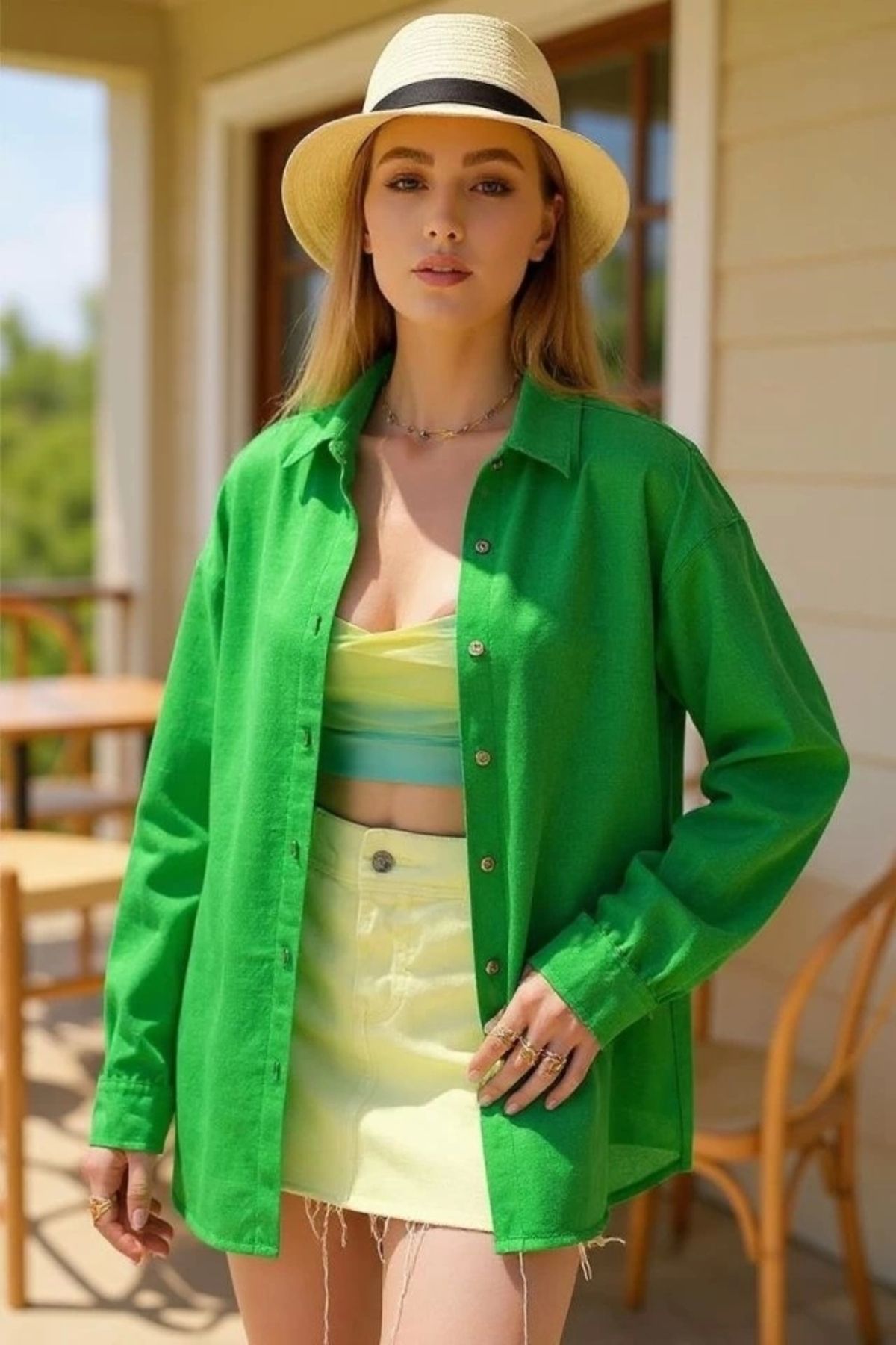 Butik Kadın Uzun Kollu Oversize Gömlek
