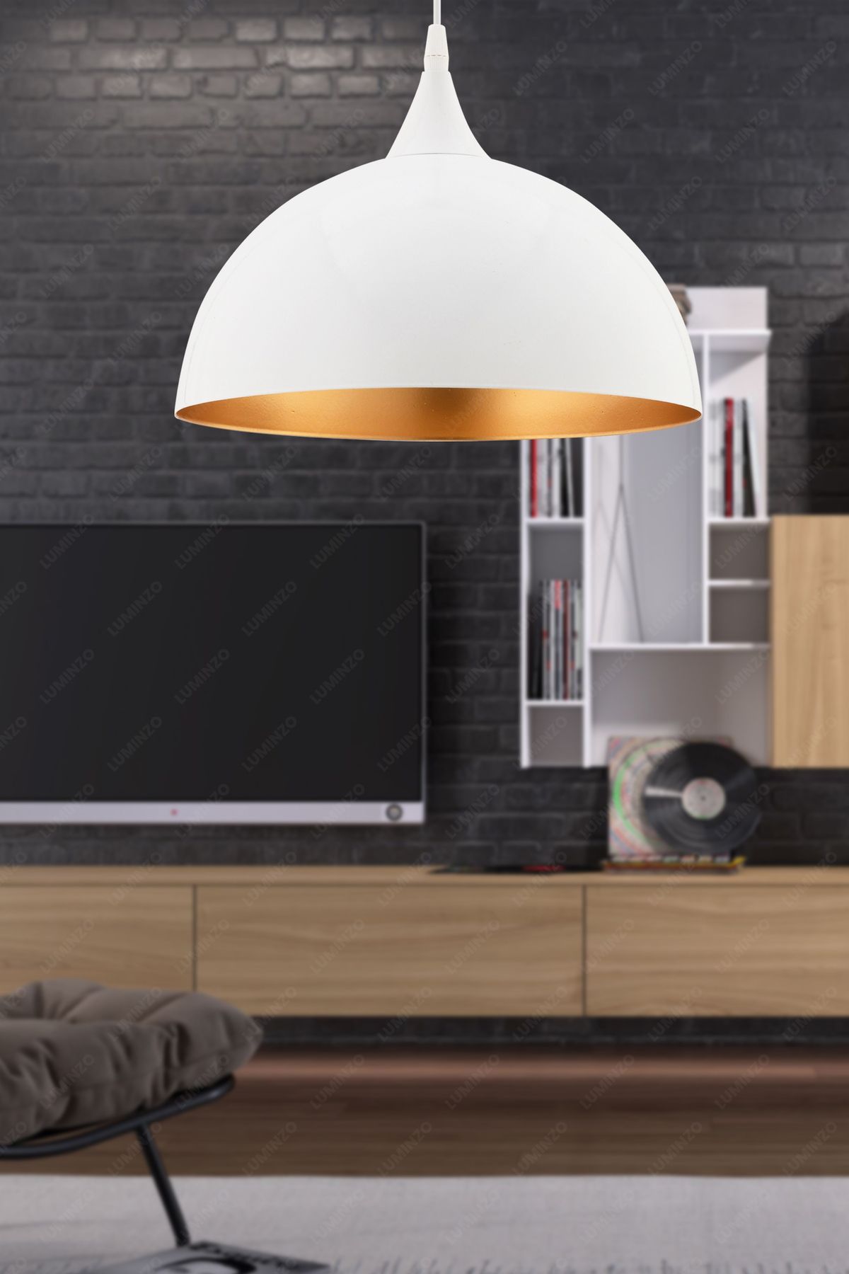 LUMINZO Tenza 30 cm Beyaz Modern Avize Sarkıt Salon Mutfak Kuaför Cafe Lamba Dekoratif Aydınlatma