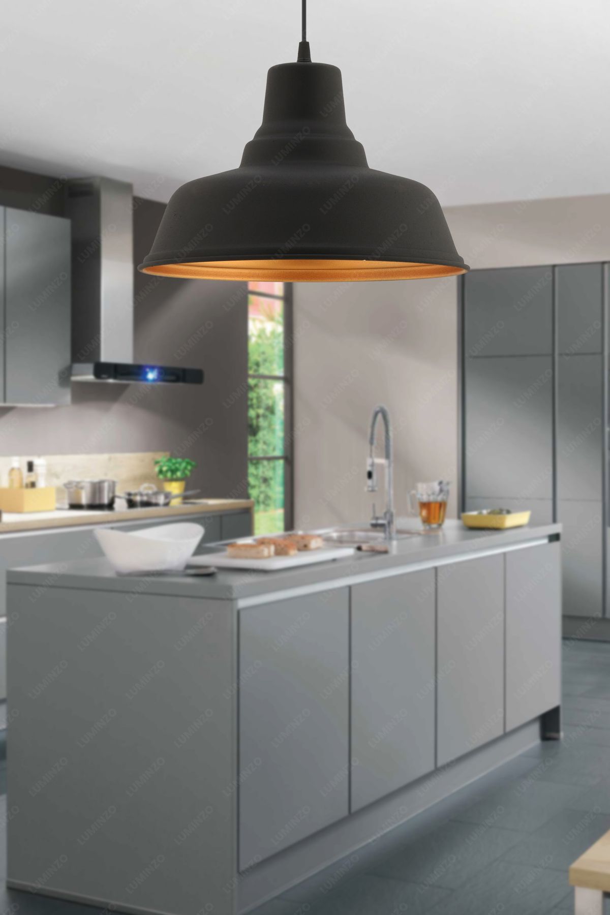 LUMINZO Luma 25 cm Siyah Modern Avize Sarkıt Salon Mutfak Kuaför Cafe Lamba Dekoratif Aydınlatma