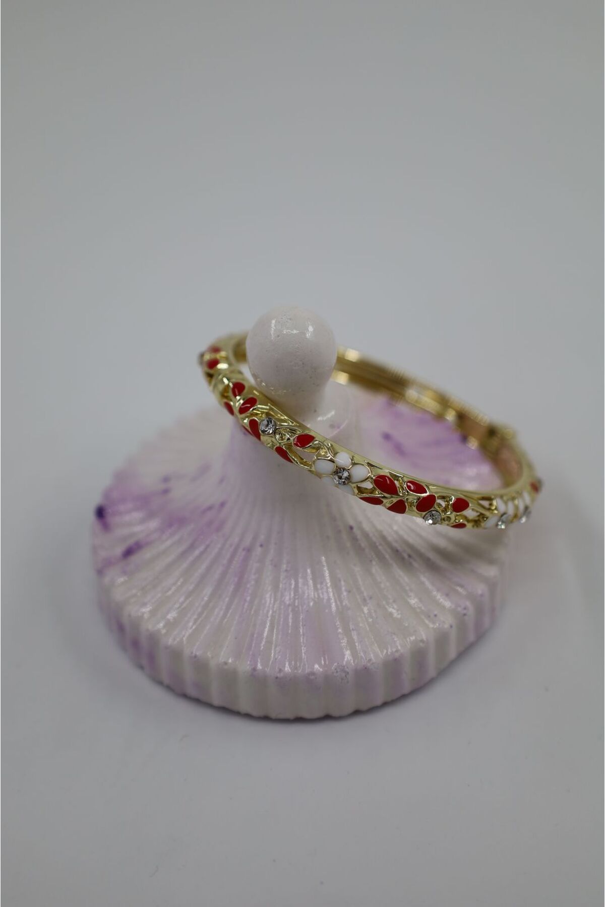 cindyaccessory Mine Çiçek Motifli Altın Renk Bileklik