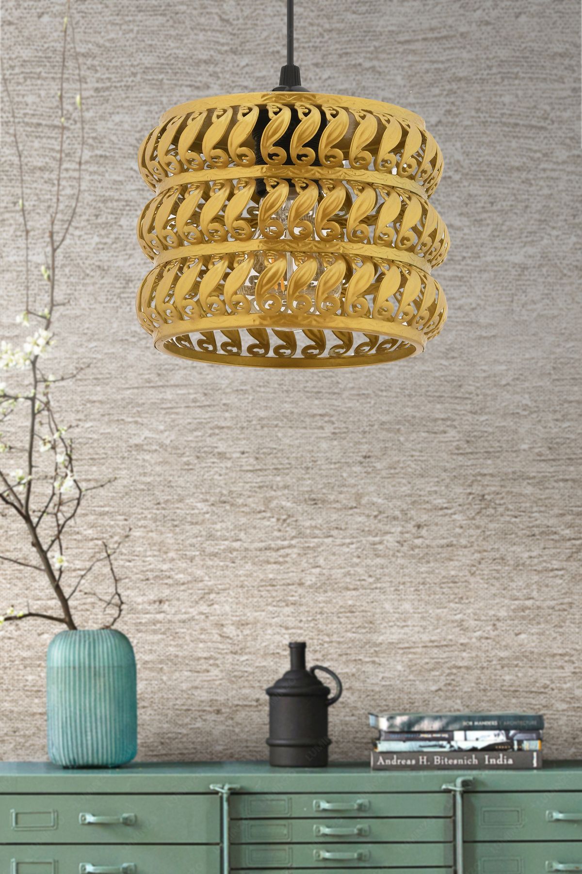 LUMINZO Aura 16 cm Altın Modern Avize Sarkıt Salon Mutfak Kuaför Cafe Lamba Dekoratif Aydınlatma