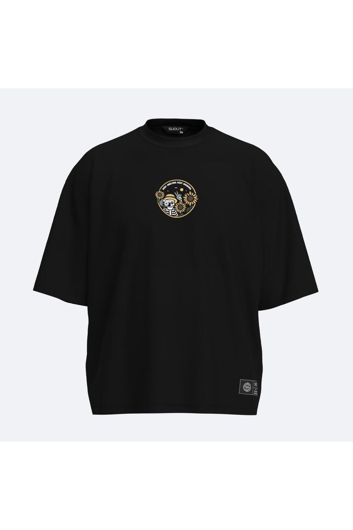 Shout Oversize Skeleton Smile Unisex Boxy Fit T-Shirt