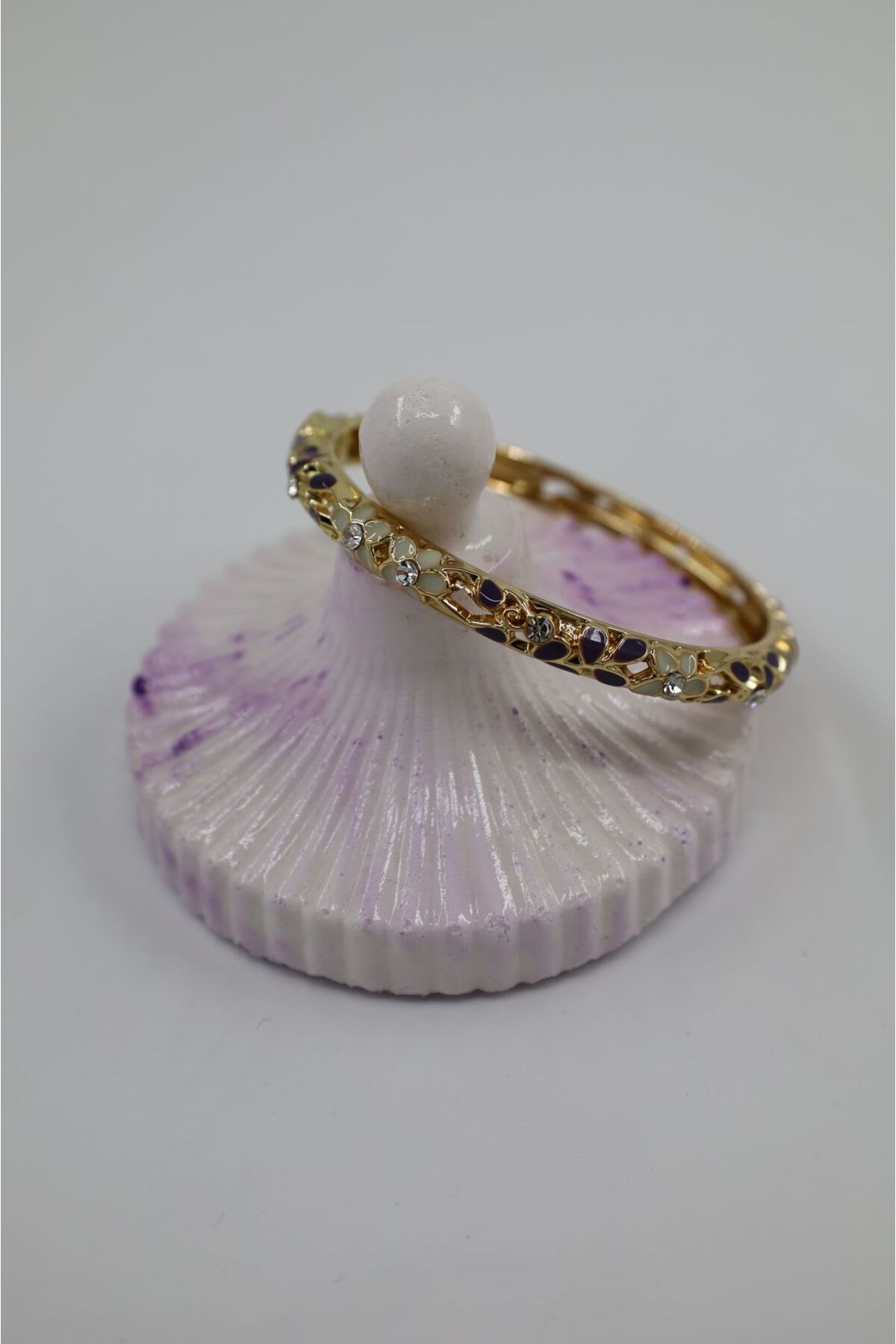 cindyaccessory Mine Çiçek Motifli Altın Renk Bileklik