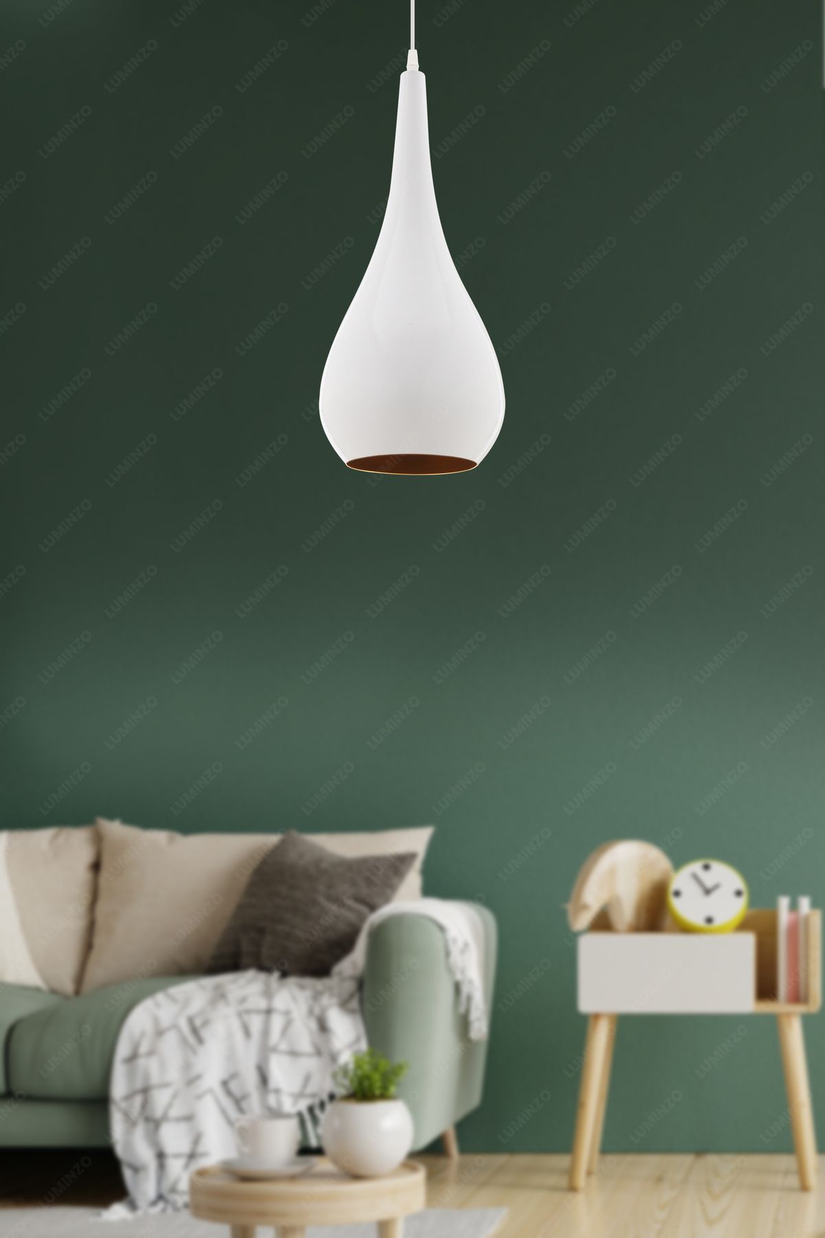 LUMINZO Perla 20 cm Beyaz Modern Avize Sarkıt Salon Mutfak Kuaför Cafe Lamba Dekoratif Aydınlatma