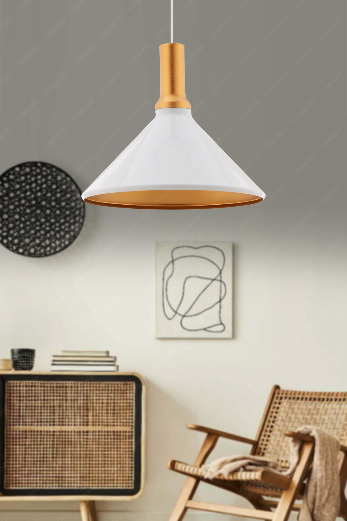 LUMINZO Luzor 25 cm Beyaz Modern Avize Sarkıt Salon Mutfak Kuaför Cafe Lamba Dekoratif Aydınlatma