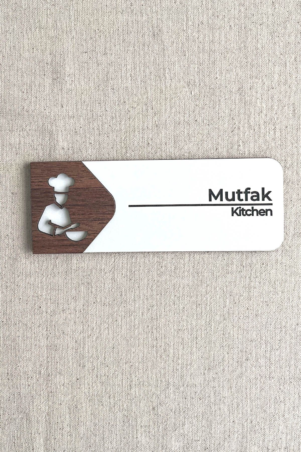 Kuzeylina Mutfak Kapı Tabelası – Kapı İsimliği | 19x7 cm Çift Katmanlı Yönlendirme Levhası
