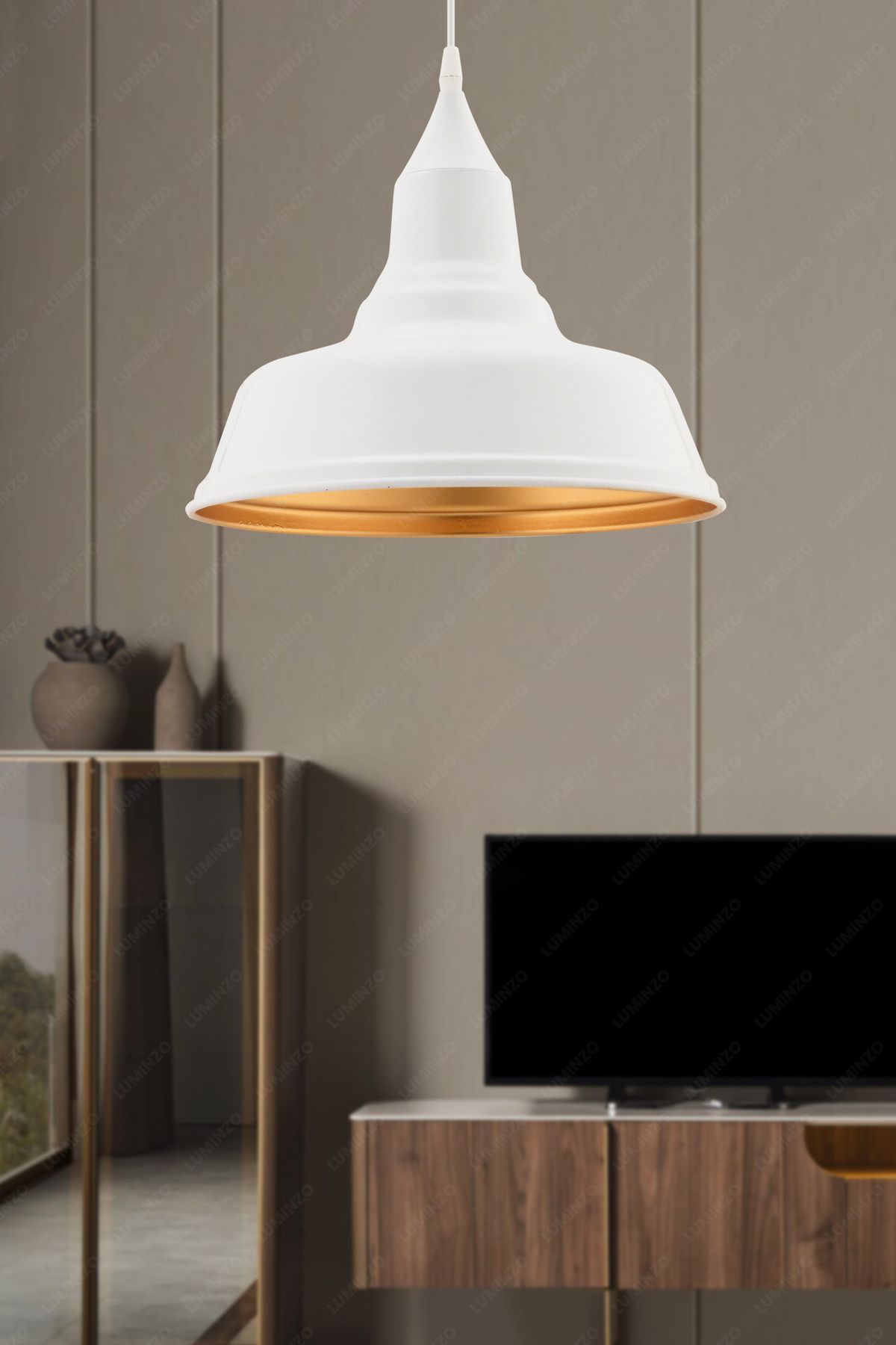 LUMINZO Serra 32 cm Beyaz Modern Avize Sarkıt Salon Mutfak Kuaför Cafe Lamba Dekoratif Aydınlatma