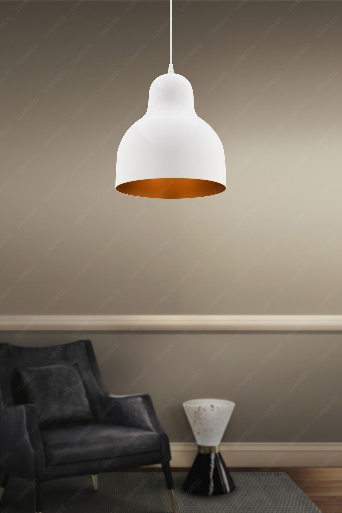 LUMINZO Luze 25 cm Beyaz Modern Avize Sarkıt Salon Mutfak Kuaför Cafe Lamba Dekoratif Aydınlatma