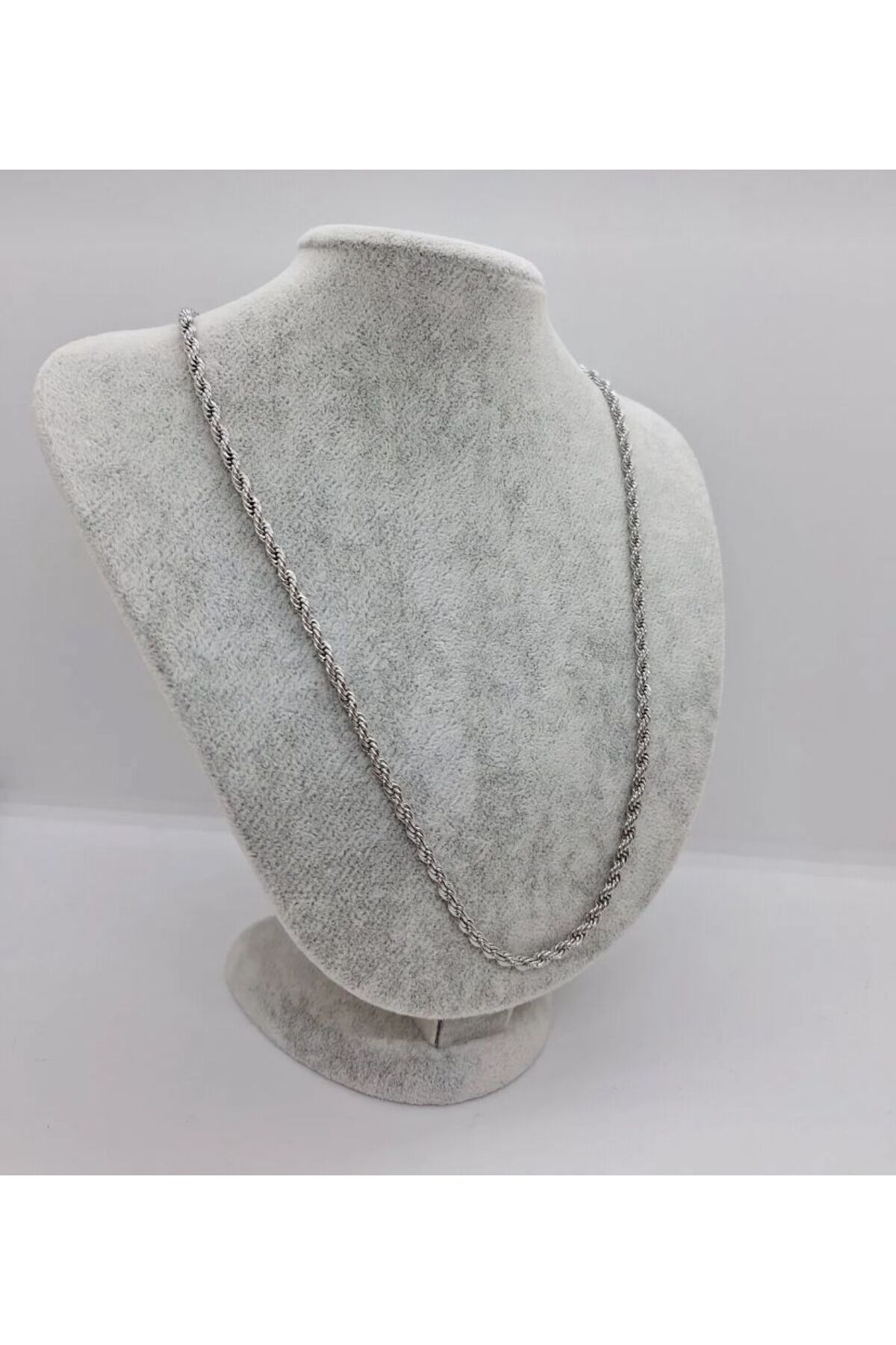 hy collection KALIN BURGULU UNISEX GÜMÜŞ RENKLİ ÇELİK KOLYE