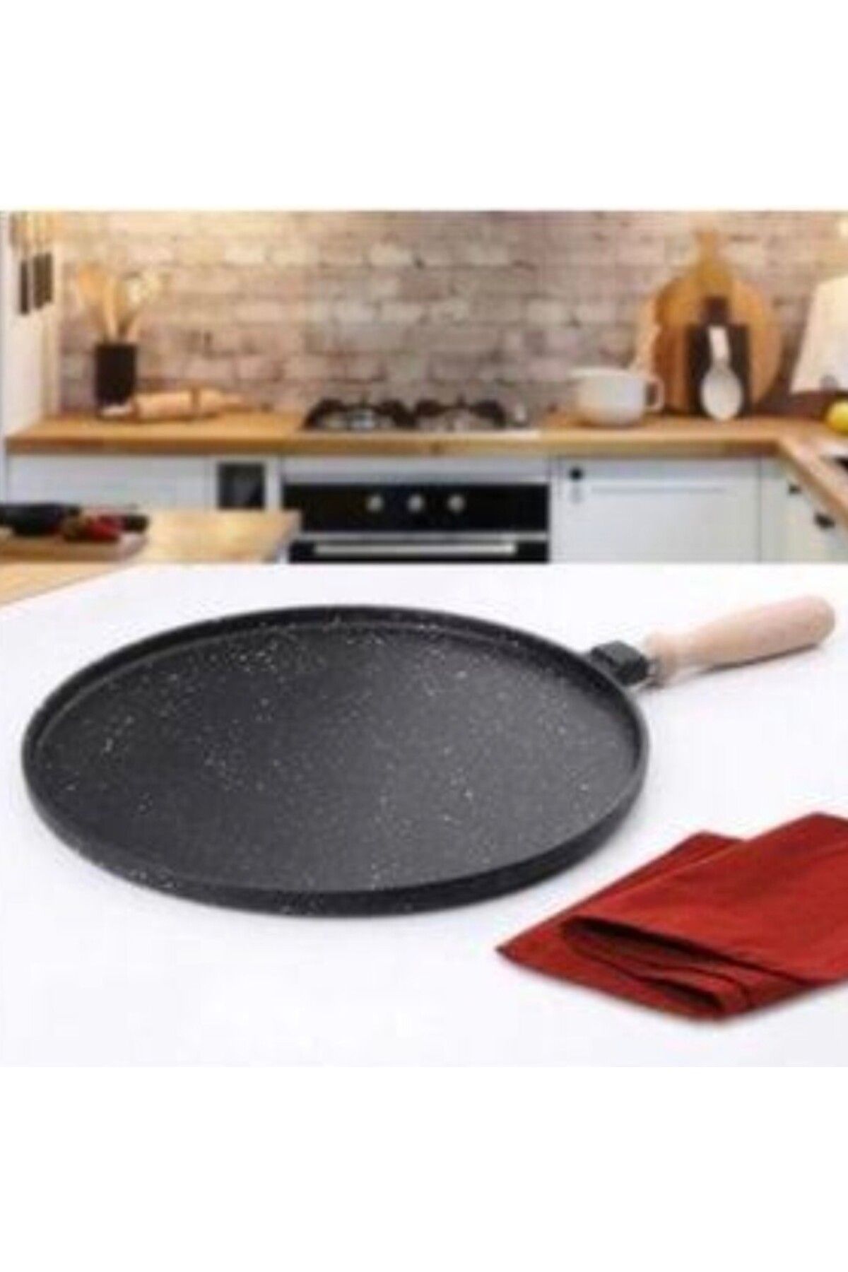 Midas 36 cm döküm ahşap saplı gözleme siyah