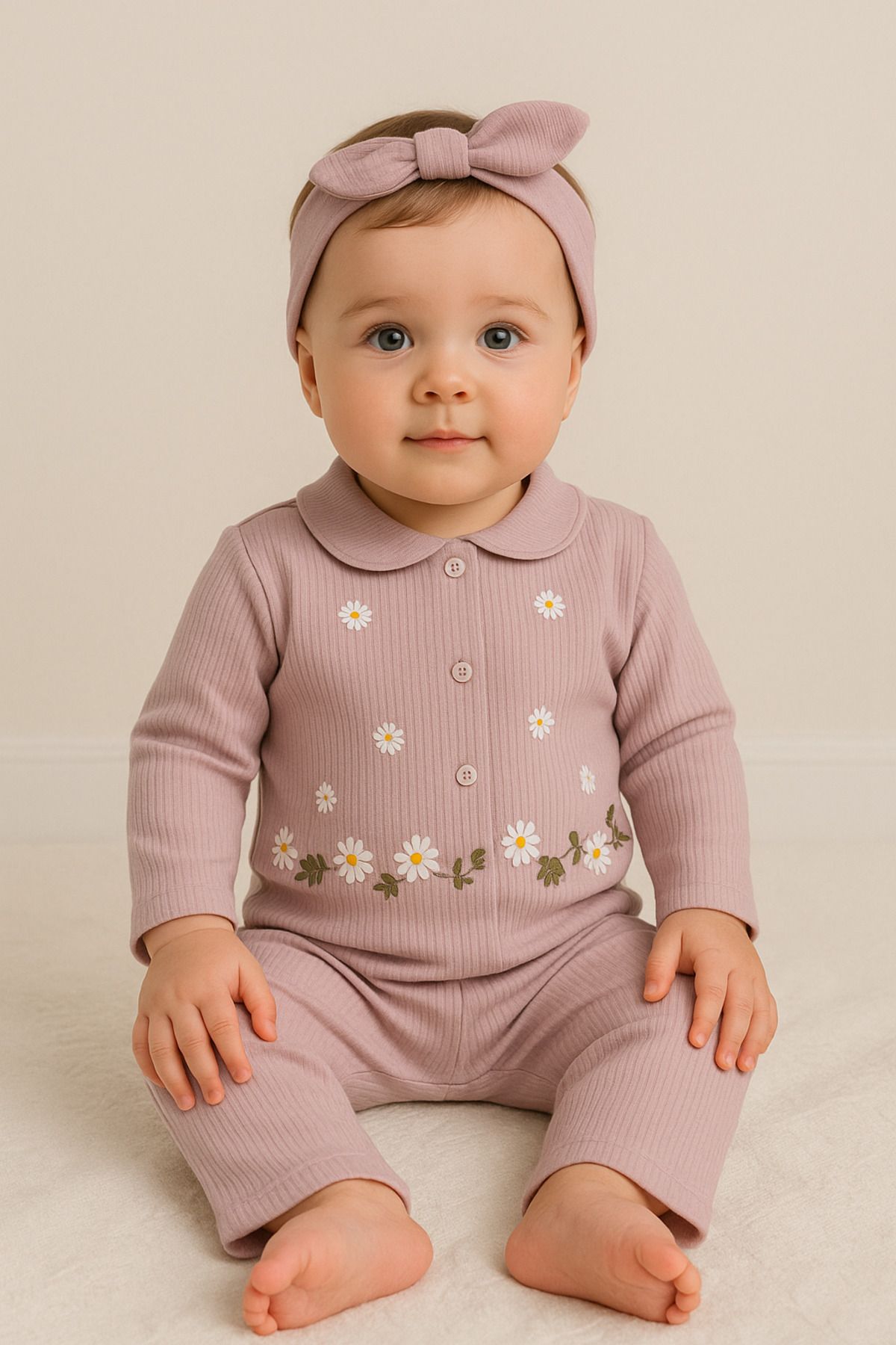 minella kids papatya desenli kız Bebek takımı %100 Pamuk rahat