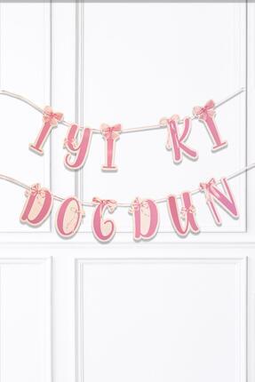PEKSHOP Pembe Fiyonk İyi Ki Doğdun Banner Doğum Günü Süsü
