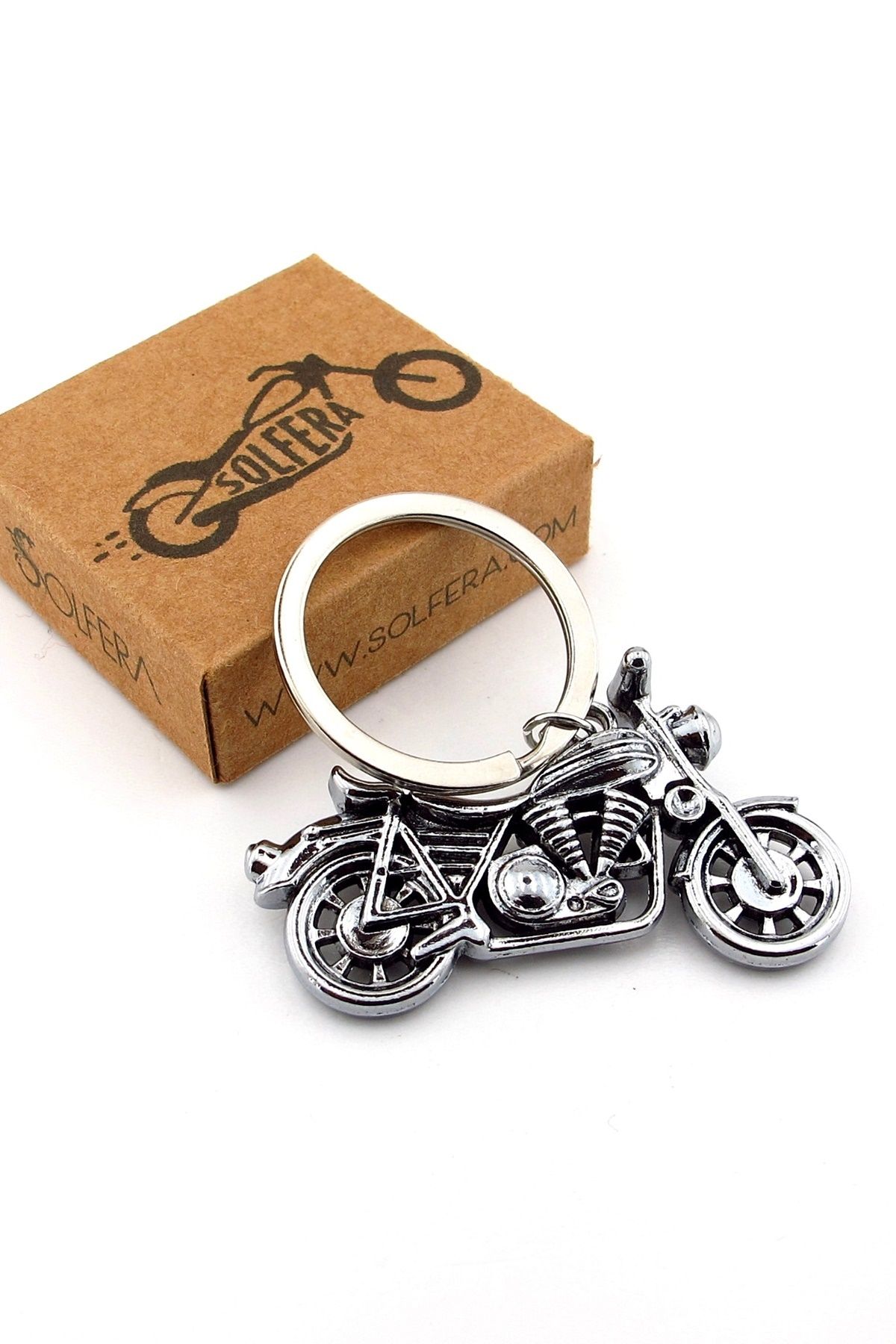 Solfera Chopper Cruiser Motosiklet Motor Şeklinde Metal Anahtarlık KC326