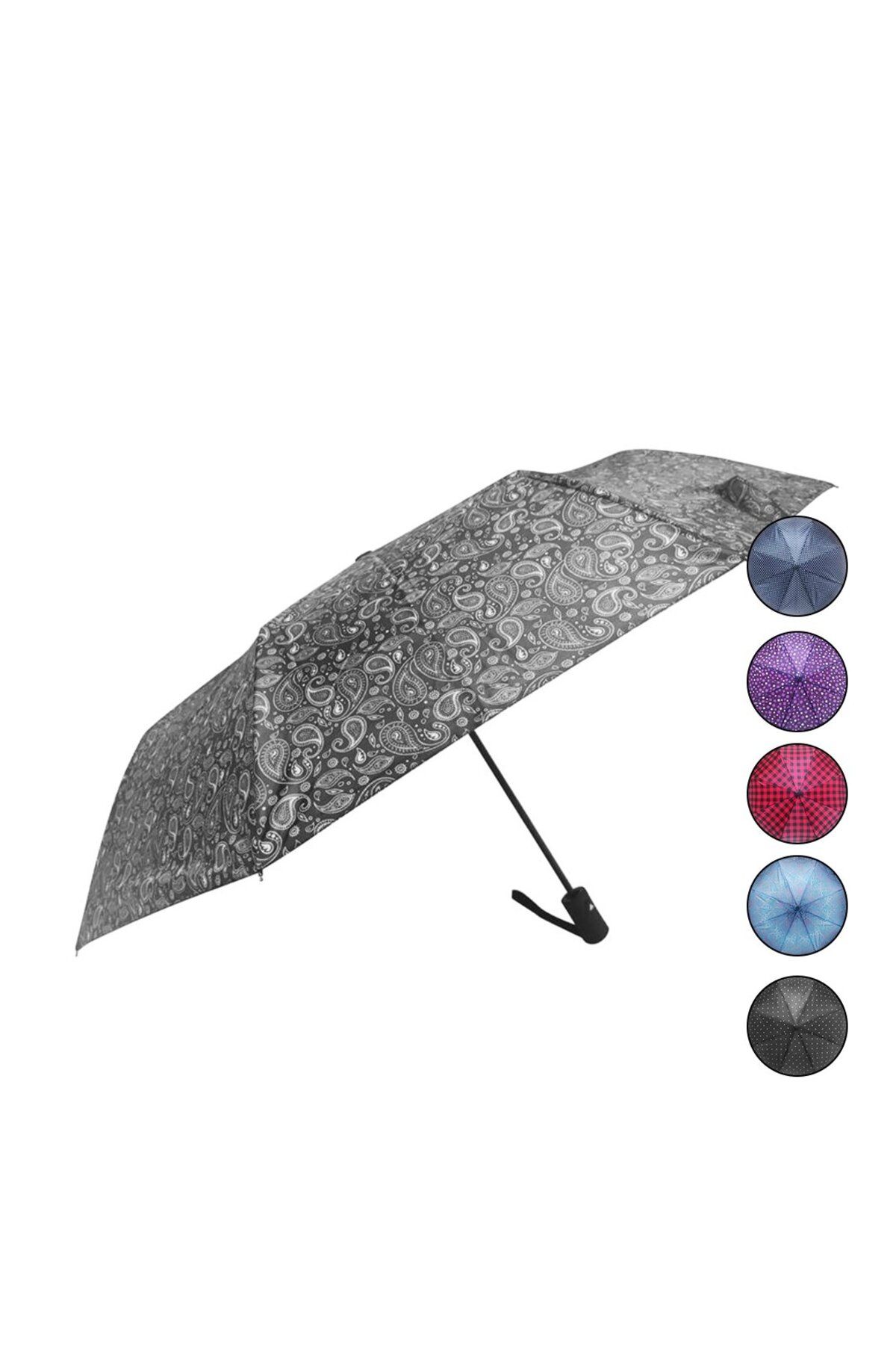 STOREMAX nffastore - YARI OTOMATİK RENKLİ DESENLİ ŞEMSİYE SİYAH SAP Star Collectionbuy 1051353