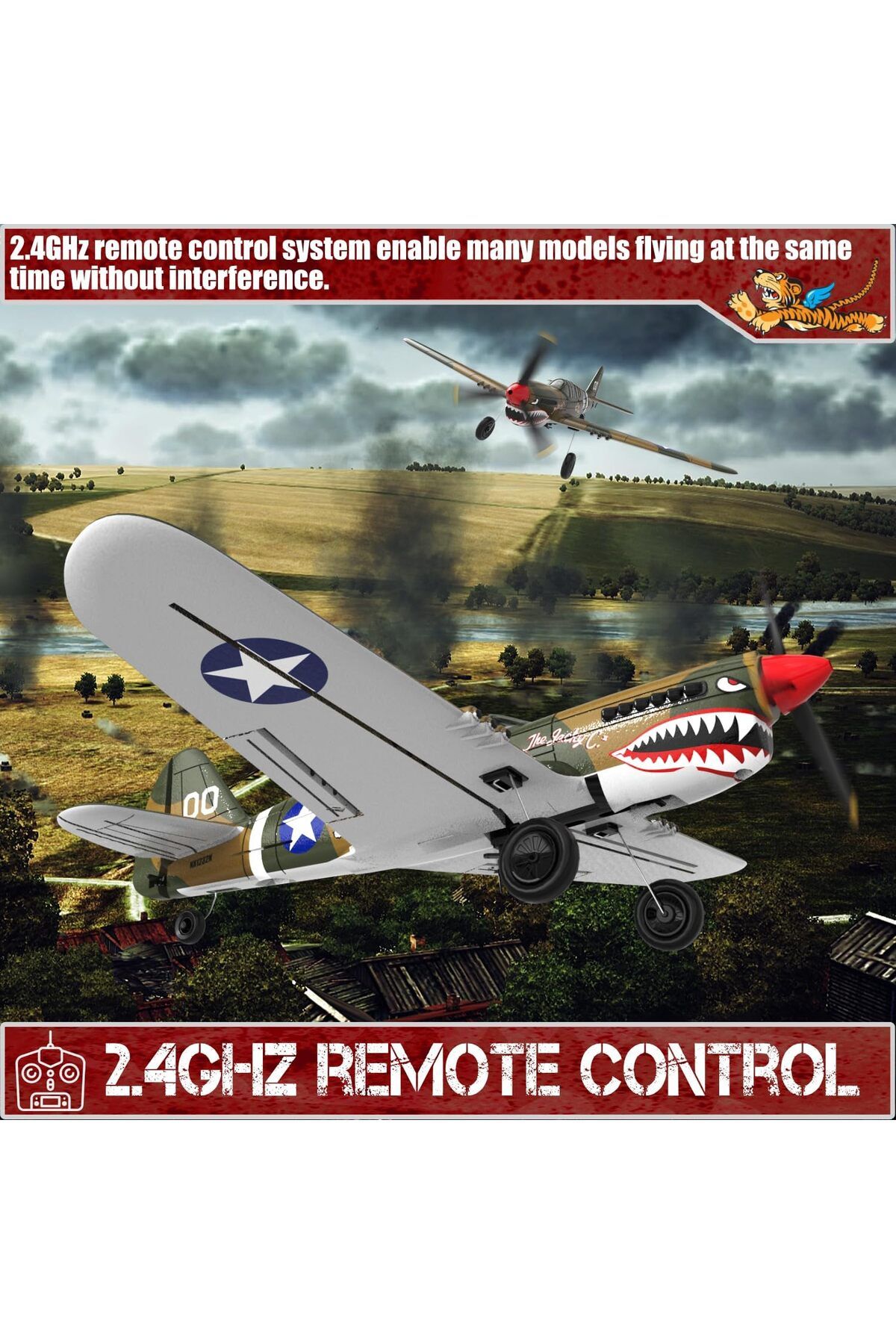 Generic-RC Plane P-40 Warhawk Beginners Adult with Xpilot Stabilization System & One Key Aerobatic 4