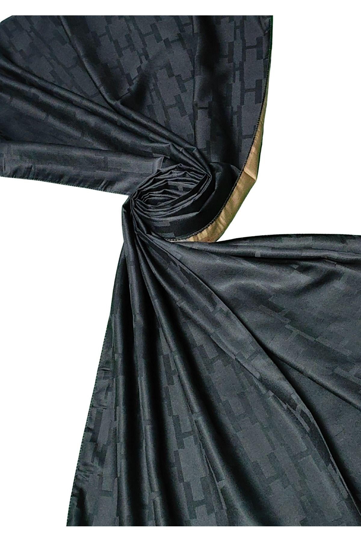 mim eşarp Leila Çift Taraflı Jakarlı Desenli İpeksi H Desen Şal – 75x190 cm