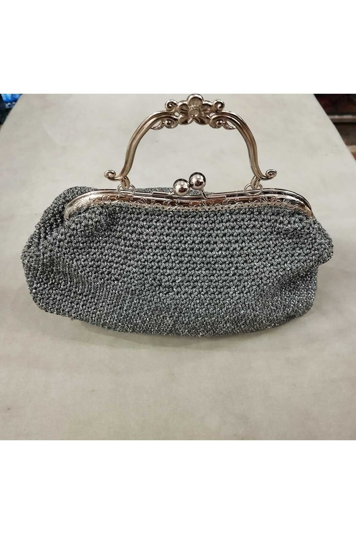 HANMADE el örgüsü simli wıntage abiye çanta