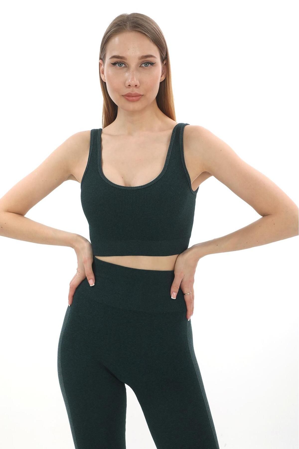 NOLYA MODA Yüksek Bel Dikişsiz Spor Tayt ve Büstiyer Takımı