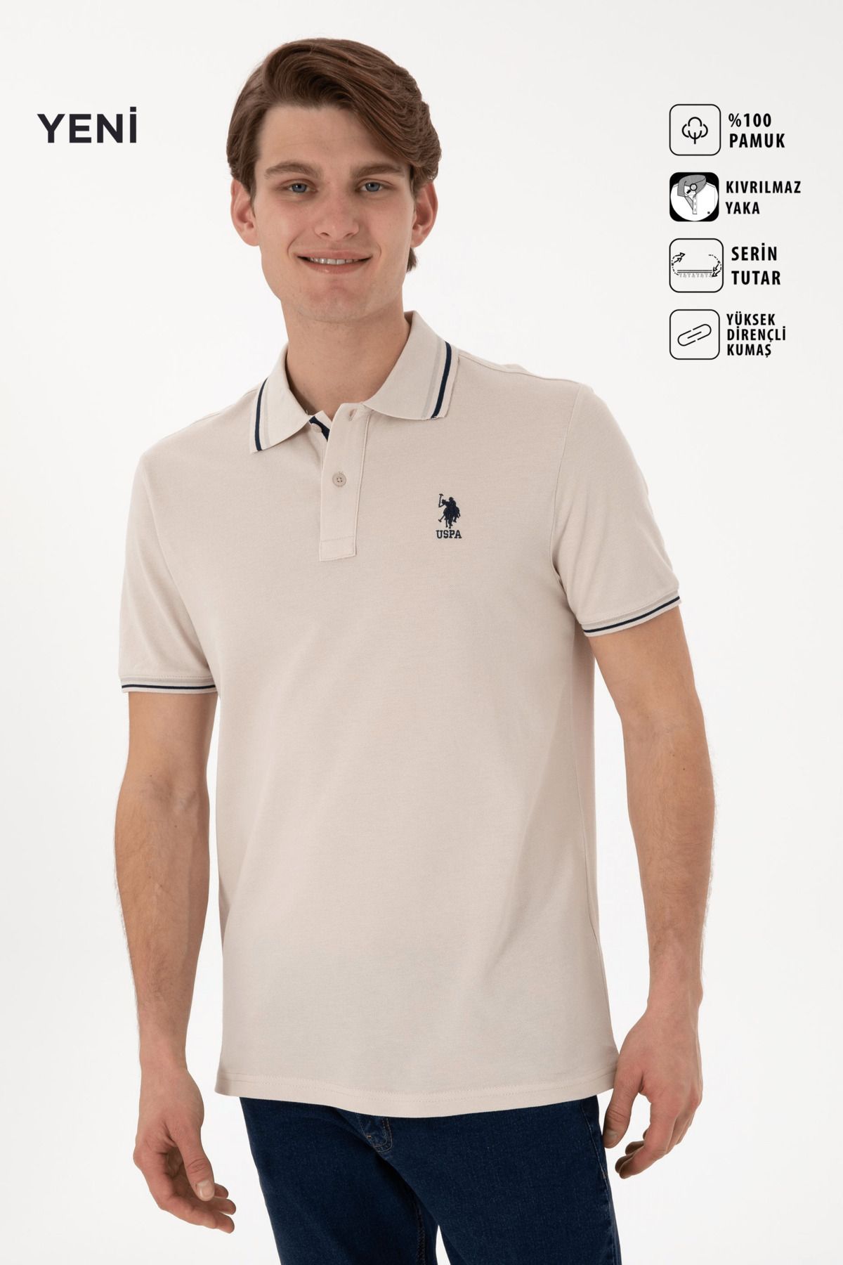 U.S. Polo Assn. Erkek Taş Regular %100 Pamuk T-Shirt