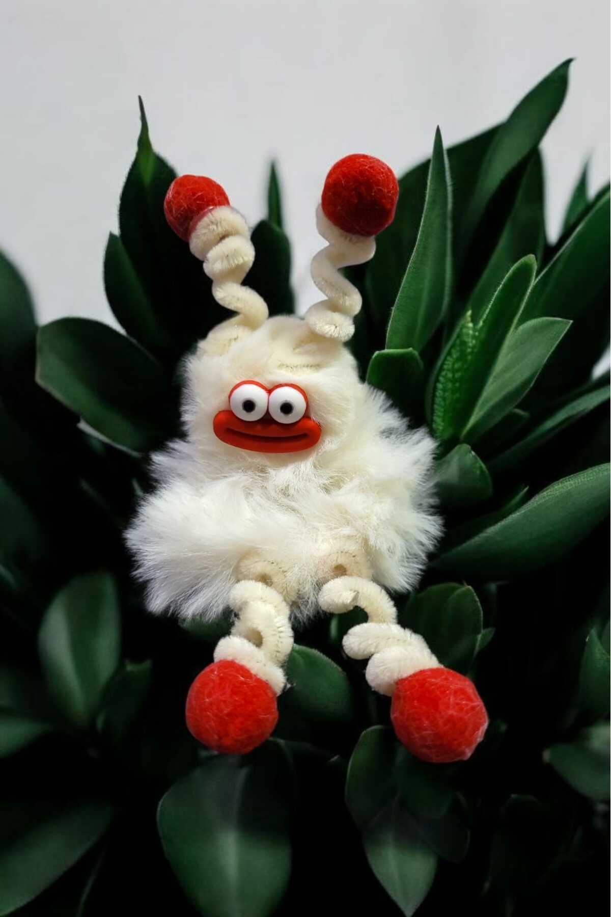 Öze Aksesuar SEVİMLİ CANAVAR PELUŞ TOKA KIZ ÇOCUK RENKLİ PELUŞ TOKA LASTİKLİ TOPUZ TOKASI