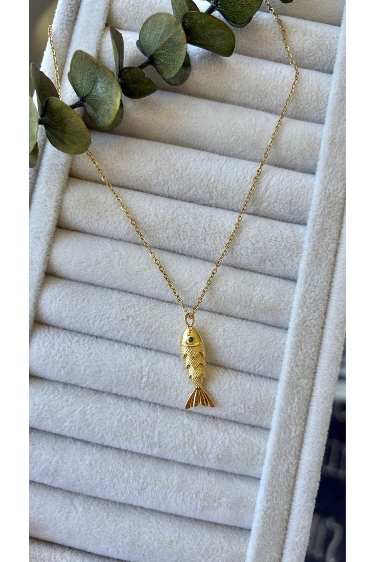 arya luxe Çelik Balık Kolye Gold
