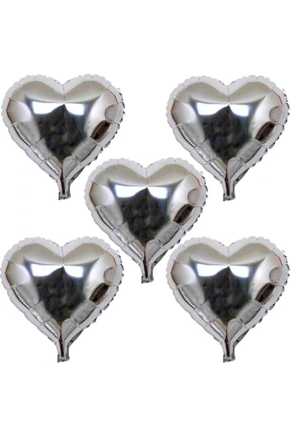 shopwave Kalp Şekilli Gümüş Renk Folyo Balon 45 cm 5 Adet (5047)